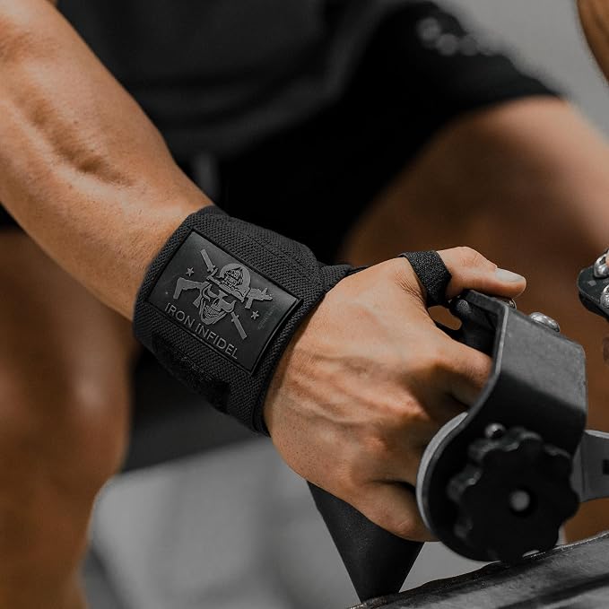 Iron Infidel Wrist Wraps for Weightlifting - 18" Heavy Duty Support for Working Out, Gym Accessories for Men - Use for Lifting, Crossfit, Fitness, Exercise, Bench Press, Powerlifting