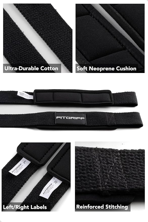 Fitgriff® Lifting Wrist Straps for Weightlifting, Gym, Deadlift, Workout (Made of Premium Cotton & Padded) - Men & Women