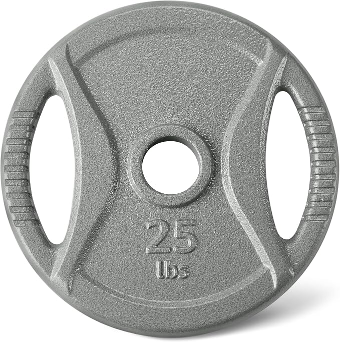 Amazon Basics 2-Inch Olympic Grip Weight Plates, Cast Iron, for Powerlifting, CrossFit & Strength Training