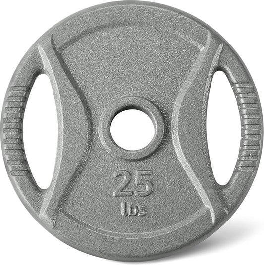 Amazon Basics 2-Inch Olympic Grip Weight Plates, Cast Iron, for Powerlifting, CrossFit & Strength Training