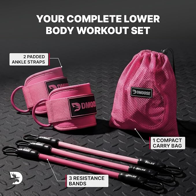 DMoose Ankle Strap for Cable Machine - One Size Fit with Premium Padding, Workout Kickback Ankle Cuffs, Ankle Bands for Working Out, Booty Workouts, Leg Extension, Hip Abductors & Lower Body Exercises