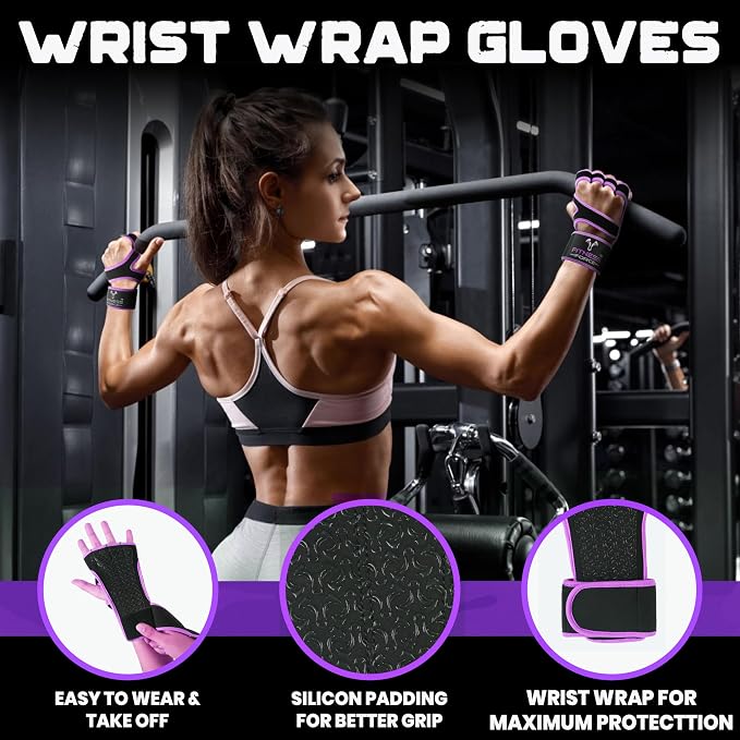 FITNESS FORCE Ventilated Weight Lifting Workout Gloves for Men & Women | Gym Gloves for Men & Women with Built-in Wrist Wraps for Men, Exercise Gloves for Weightlifting, Cycling & Cross Training