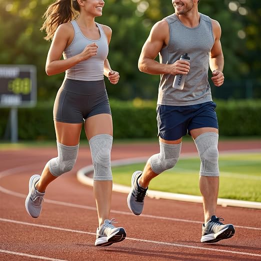 One Compression Bamboo Knee Sleeves For Women & Men Knee Pain, Elastic Compression Leg Sleeves for Arthritis, Original 2-Pack...(Gray, Large(72-92KG))