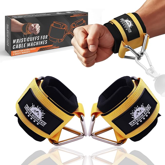 Wrist Cuffs for Cable Machines – Padded & Adjustable Straps for Lateral Raises, Tricep Pushdowns & Strength Training