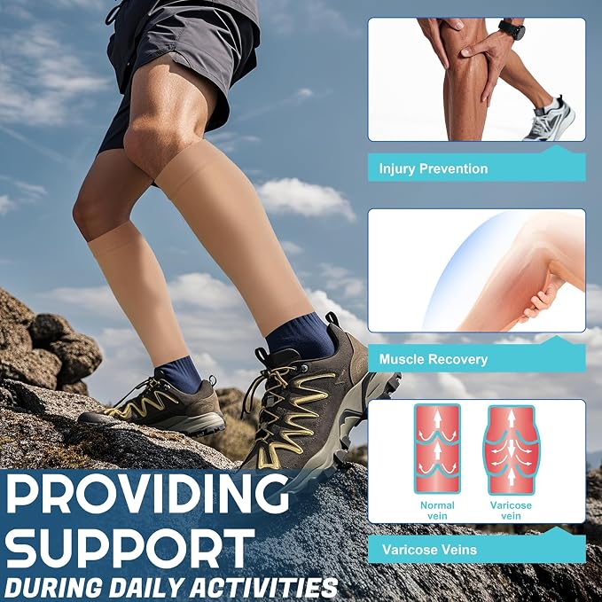 2 Pairs Calf Compression Sleeves Women&Men 20-30mmHg Medical Shin Splint for Leg Surpport Relief Pain Varicose Veins