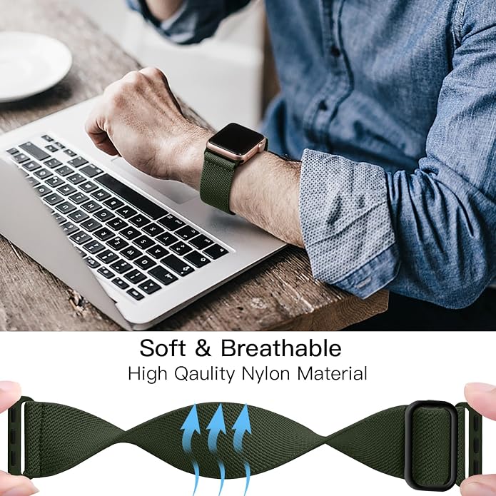 Lerobo Braided Band Compatible with Apple Watch Series 11 10 9 8 7 46mm 45mm 41mm Ultra SE 3 2 1 49mm Series 6 5 4 3 44mm 40mm 38mm 42mm Men iWatch Bands Women Stretchy Nylon Solo Loop Sport Strap