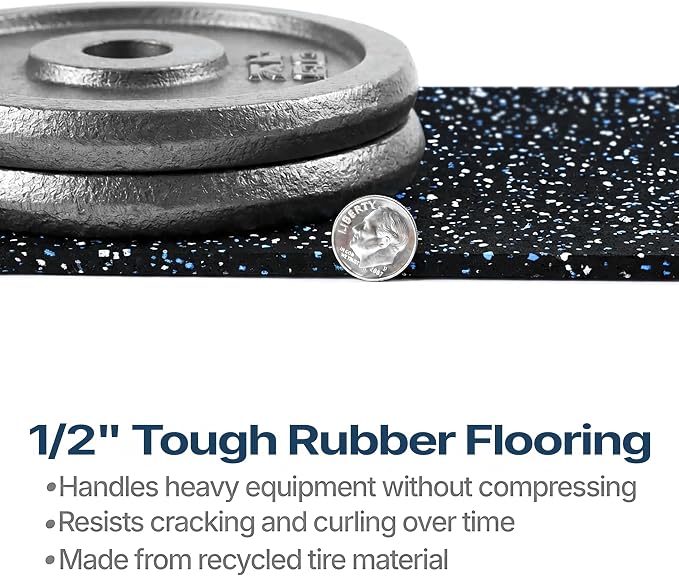 Flooring Inc's 1/4" Thick Tough Rubber Flooring Roll | Flexible Recycled Rubber Floor Mats for Home Gym | Heavy Duty Rubber Mat for Home Gyms, Sheds, Horse Stall Mat or Trailer