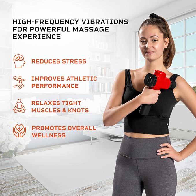 LifePro Sonic Massage Gun Percussion Muscle Massager, 8 Heads & 5 Speeds | Up to 6-Hr Runtime, Deep Tissue Massage Gun for Neck, Back, Calves, Quads, Feet, Trigger Points & Recovery Support
