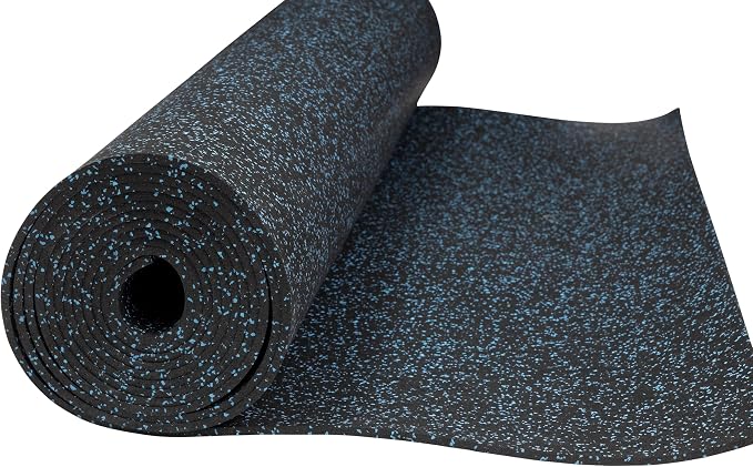Genaflex Rubber Gym Floor Mat, Heavy Duty Commercial Protective Gym Flooring Roll - 8mm Thick (10% Blue, 4' X 10')