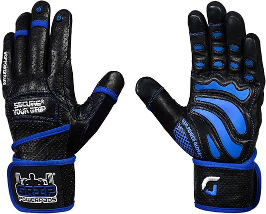 Elite Leather Gym Gloves with Built in 2" Wide Wrist Wraps Grip & Design for Weightlifting Power Lifting Bodybuilding & Strength Training Workout Exercises