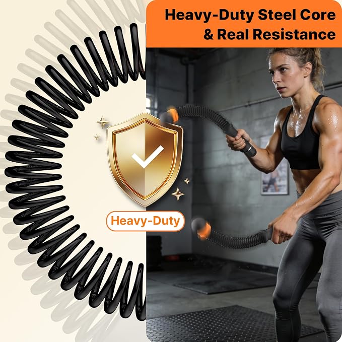 Ropeless Battle Rope with Adjustable Resistance for Home Gym | Heavy-Duty,Low-Impact Cardio & Strength,Ideal for HIIT Men & Women