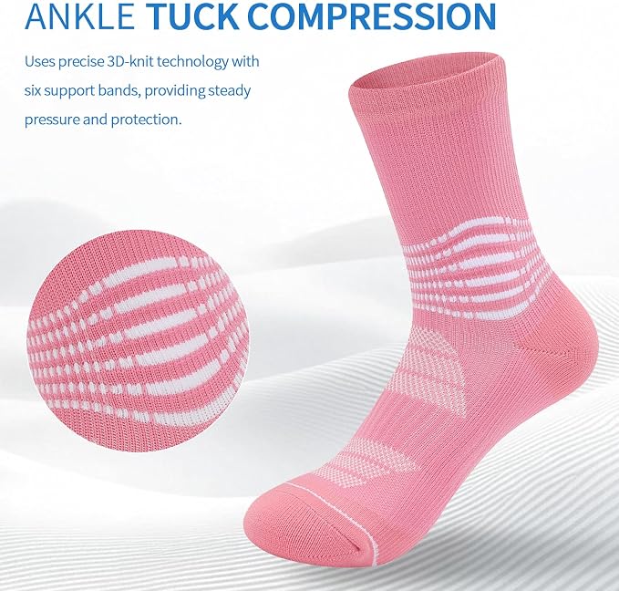 IRAMY Crew Compression Socks for Women Men with Ankle Arch Support Plantar Fasciitis Relief 3/6 Pairs
