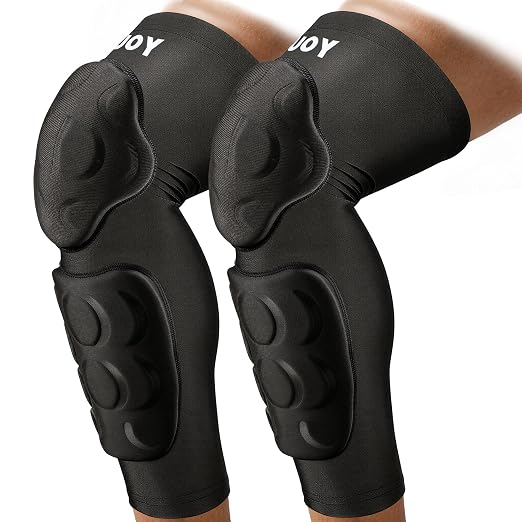Padded Knee & Shin Guards, Compression Adult Proslide Leg Sleeve Pads, Sliding Anti-Slip Breathable Foam Padding Knee Brace for Football & Multi-Sport (1 Pair)