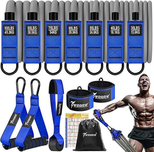 WOQQW Heavy Resistance Bands for Working Out, 350lbs/450lbs Exercise Bands with Handles, Workout Bands Set for Men, Fitness Weight Bands for Muscle Strength Training,Stretching,Slim,Home Gym Equipment