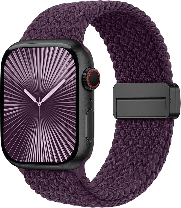 Laffav Braided Stretchy Band Compatible with Apple Watch Bands 42mm 40mm 41mm 38mm 44mm 45mm 46mm 49mm for Women Men, Magnetic Nylon Solo Loop Sport Strap for iWatch Series 11 10 9 8 7 6 5 4 SE Ultra