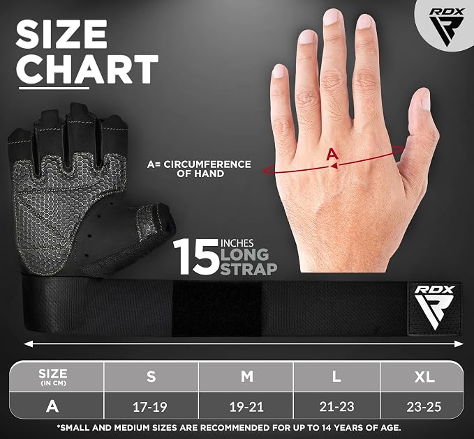 RDX Workout Gloves, 15-Inch Long Support Strap Anti Slip Palm Protection with 3 Wrist Alignment Plates, Powerlifting Deadlifting Bodybuilding Gym Fitness, Weight Lifting Exercise Training, Men Women