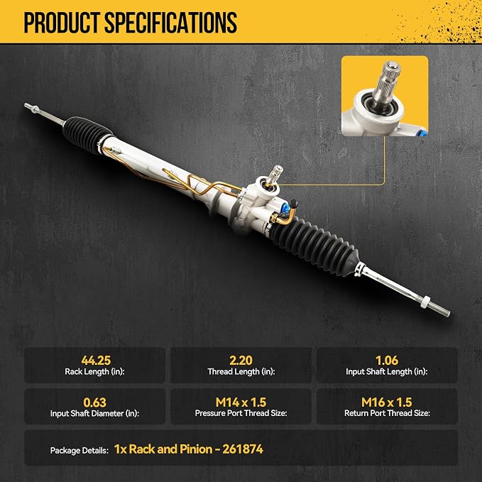 KAC Hydraulic Power Steering Rack and Pinion Assembly Compatible with Nissan 1991 1992 1993 1994 Sentra 1.6L Replace# 261874