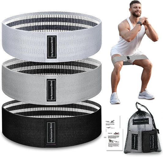 Exercise Bands, 3 Levels Fabric Resistance Bands for Working Out, Workout Bands Resistance for Women & Men, Multi-Colored Fabric Booty Bands for Leg Strength Training, Rehab, Yoga