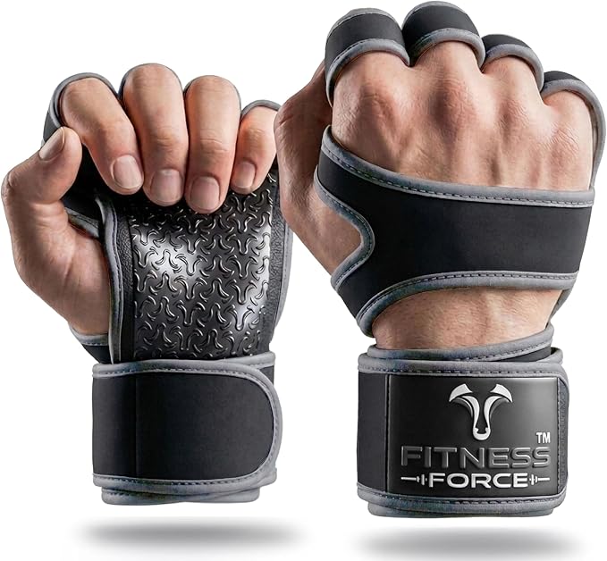 FITNESS FORCE Ventilated Weight Lifting Workout Gloves for Men & Women | Gym Gloves for Men & Women with Built-in Wrist Wraps for Men, Exercise Gloves for Weightlifting, Cycling & Cross Training