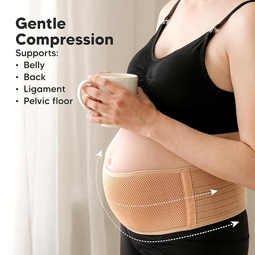 KeaBabies Pregnancy Belly Bands for Pregnant Women,1pk (Classic Ivory, XL) | Soft, Breathable, Maternity Belly Support Band, Easy Adjustable Maternity Belt for Back, Pelvic Support, Comfortable