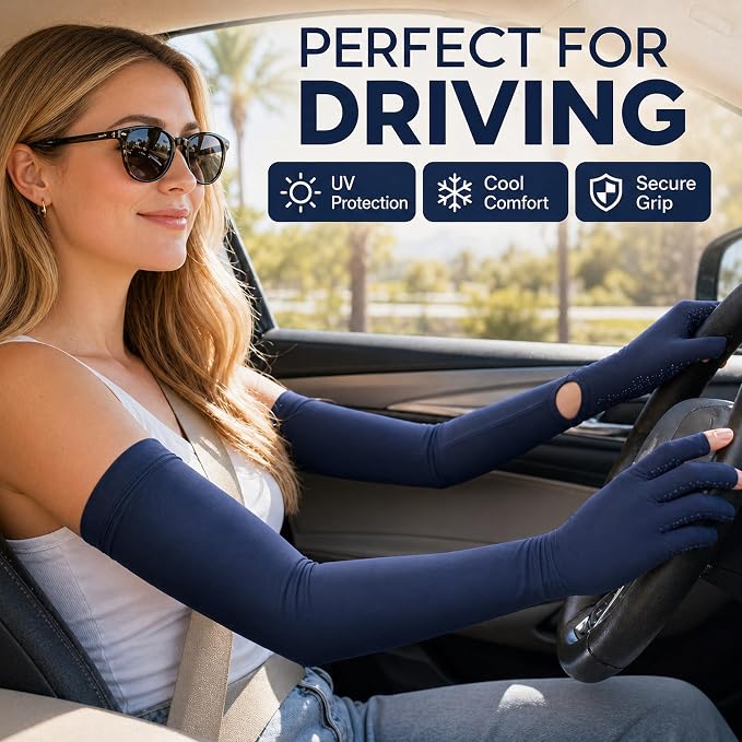 Women Driving Gloves, UV Protection Sun Gloves, Touchscreen Full Finger | UPF 50+ fabric blocks 99% UV rays, protecting hands during driving, cycling, fishing, hiking and outdoor activities