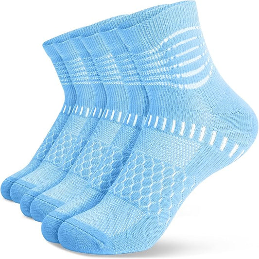 IRAMY Ankle Compression Socks for Women Men Plantar Fasciitis Relief 3/5 Pairs Cushioned Athletic Running Socks