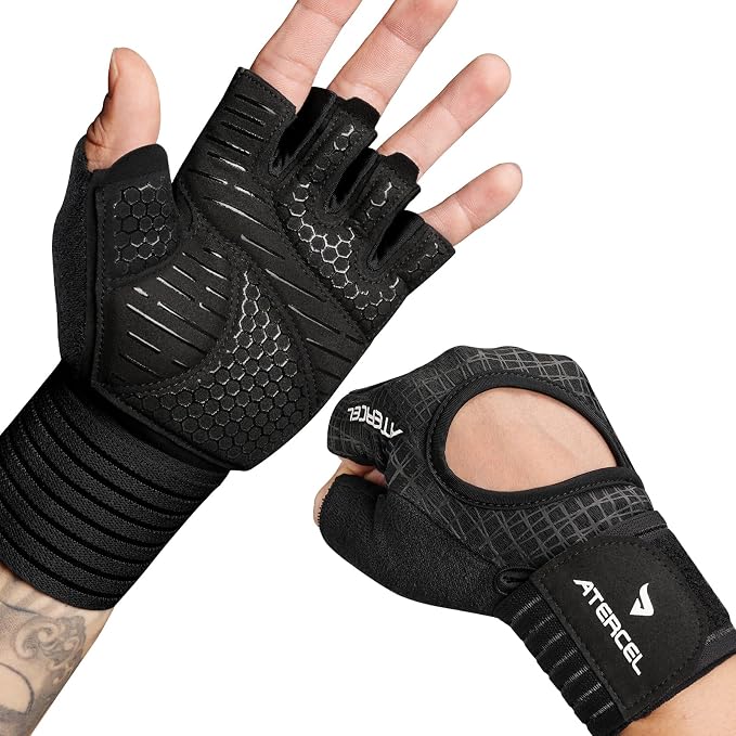 ATERCEL Gym Gloves for Men with Wrist Support, for Workout Weight Lifting | High-Elastic & Breathable | For Men & Women | Exercise & Fitness Ready