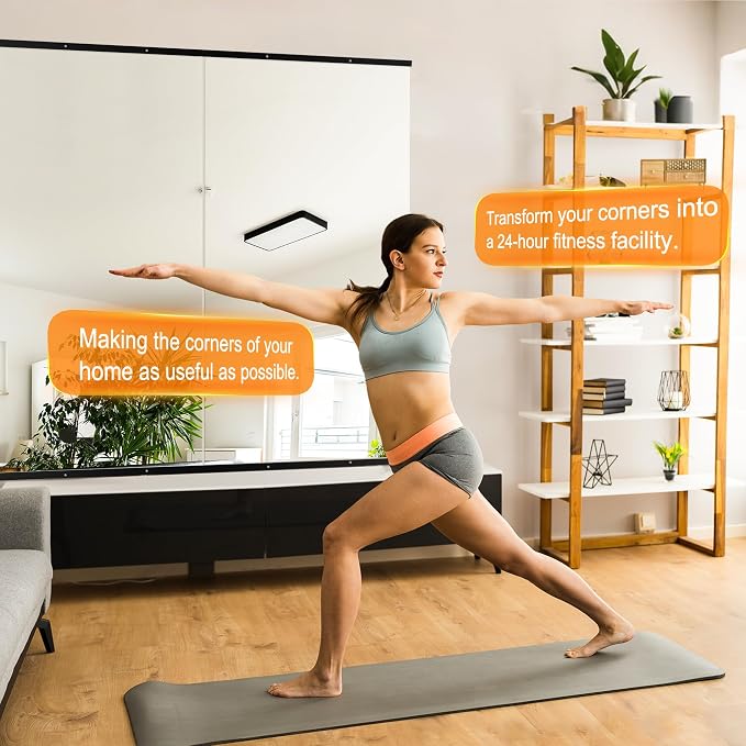 Delma Home Gym Mirror, 50''x25''x2PCS Black Wall Mounted Large Frameless Tempered Glass Wall Mirror for Home Gym, Garage, Bedroom, Bathroom