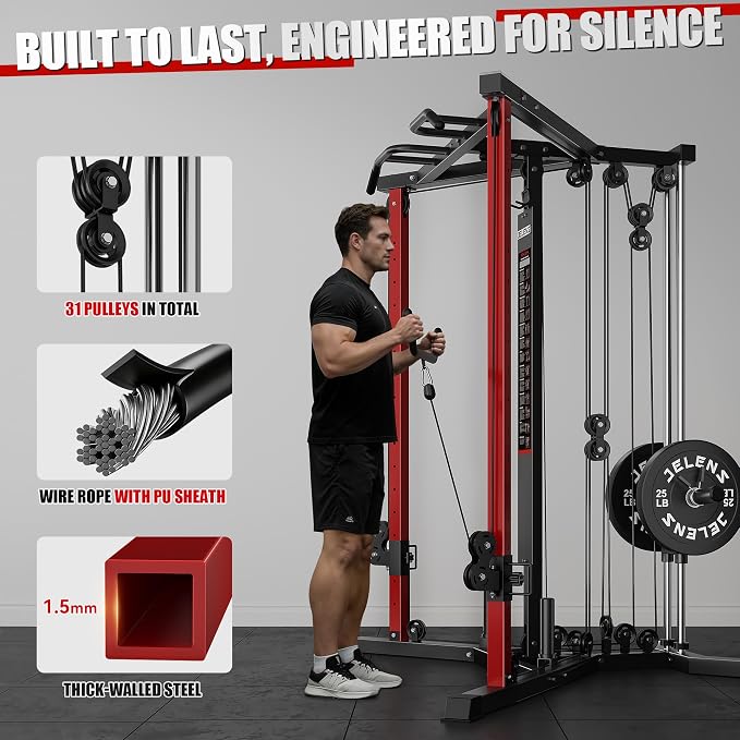 CC01 Cable Crossover Machine with High and Low Pulley System, Functional Trainer with Pull Up Bars and Optional Bundle, Cable Machine for Home Gym Power Workout