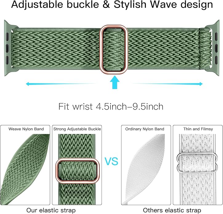 Lerobo Stretchy Nylon Solo Loop Band, Compatible with Apple Watch Series 11 10 9 8 7 6 5 4 3 SE3/2/1 Ultra3/2/1, Adjustable Strap for iwatch Band 44mm 45mm 46mm 49mm 42mm 40mm 41mm 38mm for Women Men