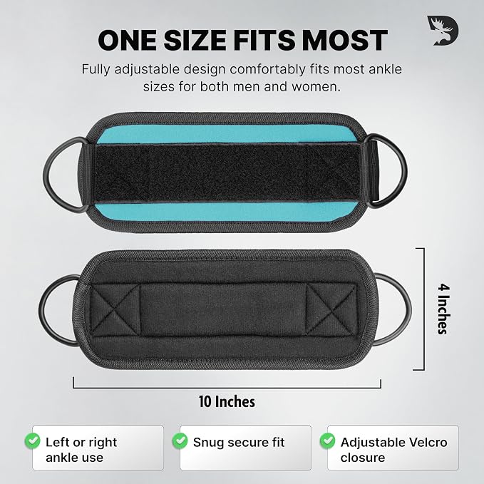 DMoose Ankle Strap for Cable Machine - One Size Fit with Premium Padding, Workout Kickback Ankle Cuffs, Ankle Bands for Working Out, Booty Workouts, Leg Extension, Hip Abductors & Lower Body Exercises