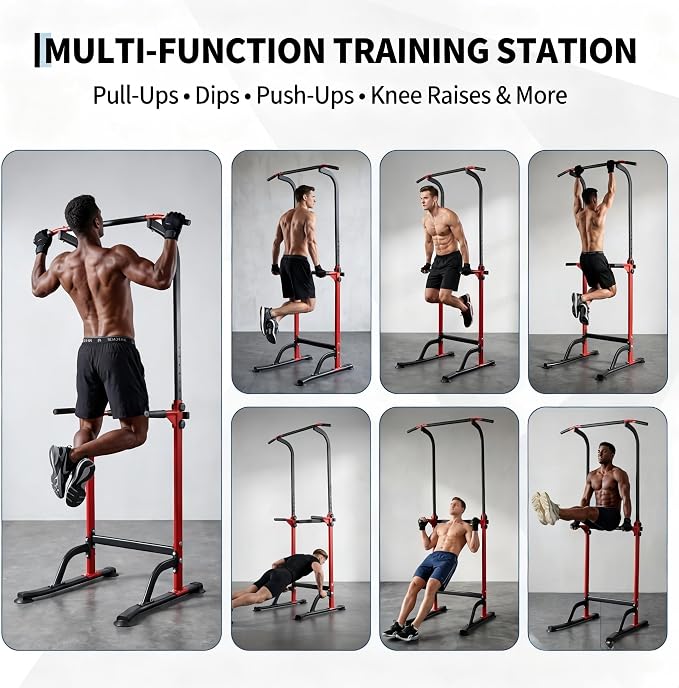 Pull Up Bar for Home Gym, Heavy Duty Dip Station with 330LBS Capacity, Multi-Function Pull Up & Dip Stand for Strength Training, Chin Ups Push Ups, 1.2mm Steel Tube