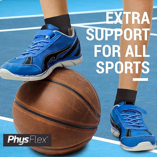 PhysFlex Ankle Brace Support - Ankle Compression Sleeve - Foot Brace for Women & Men - Tendonitis & Arthritis Ankle Brace Sports Running, Plantar Fasciitis Relief & Stabilizing Ankle Wrap