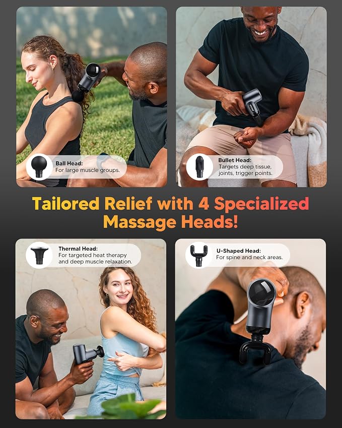 arboleaf Mini Massage Gun with Heat, Percussion for Pain Relief, Portable | heated percussion massager, pain relief, portable compact, travel case included, gift for men and women