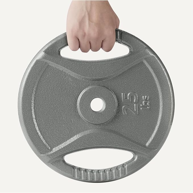 Amazon Basics 1-Inch Grip Weight Plates, Cast Iron, Strength Training, Home Gym