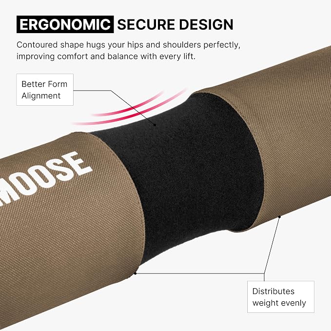 DMoose Fitness Barbell Pad for Hip Thrust, Squat & Lunges - Non-Slip Thick Foam Cushion for Neck and Back Support with Two Straps - Hip Thrust Pad for Leg Day - Fits All Olympic Bars and Smith Machine