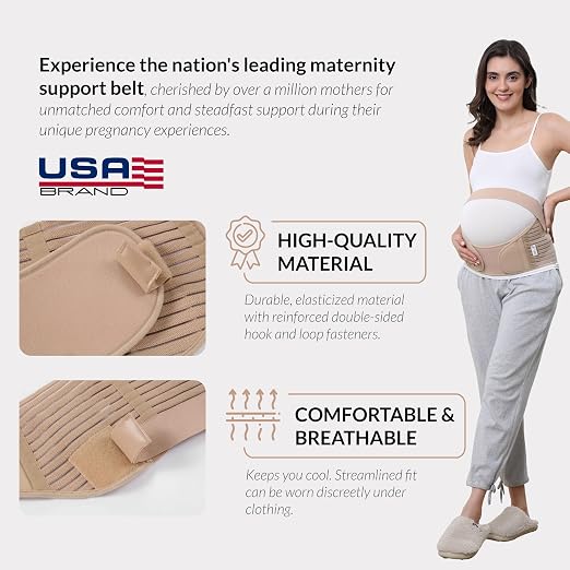 NeoTech Care Pregnancy Belly Band, Maternity Belt, for Pregnancy Belly Support, Back/Pelvic Support (Size M, Beige Color)
