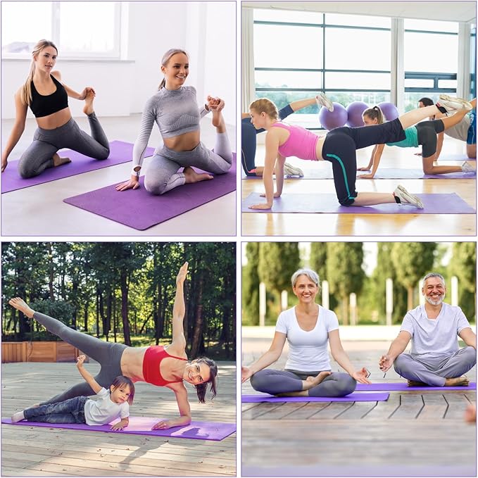 Funtery 3 mm Thin Yoga Mats Bulk, 68 x 24 Inches Lightweight PVC Exercise Mats Non Slip Workout Fitness Pads for Yoga Pilates Stretching Classes Gym Home Studio
