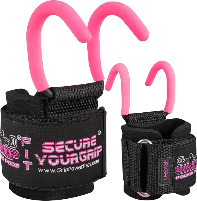 Weight Lifting Rod Hooks Heavy Duty Wrist Wraps Power Weight Lifting Training Gym Grips Straps Set of 2