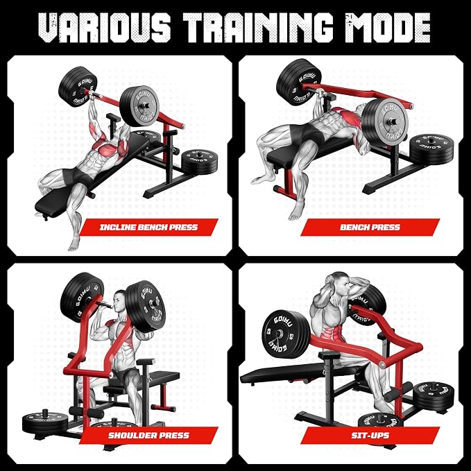 Chest Press Machine, GOIMU Z1-PRO Weight Bench Press Machine with Independent Arms, Adjustable Flat Incline Bench Press for Chest, AB Workout Home Gym Equipment