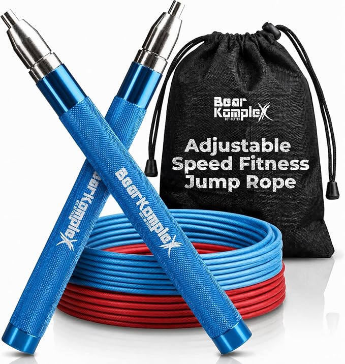 Bear KompleX Speed Jump Rope - Adjustable Tangle-Free Skipping Rope, Lightweight Handles, Smooth 360° Swivel Bearings, 2 Steel Cables, Free Carrying Case
