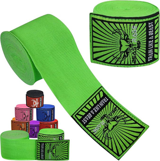 BEAST RAGE Boxing Hand Wraps for MMA Kickboxing Wrist Wraps Professional Adult 180" Semi-Elastic Martial Arts Inner Gloves Heavy Bag Handwraps Muay Thai Thumb Straps