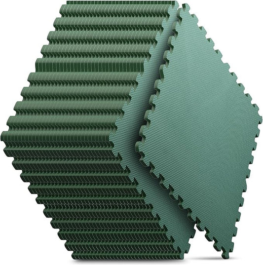 32 Pack 128 sqft Home Gym Mat, Puzzle Exercise Mat, EVA Interlocking Foam Floor Tiles for Home Workout Equipment and Kids' Play Areas - Blue, 24 in x 24 in x ½ in - (Green, 32 Pack(128 SQ FT))