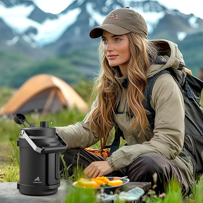 1 Gallon Insulated Water Bottle for Travel: 2-in-1 Straw Spout Lid, Dual Handle, Leakproof, Keep Cold 48H, 128oz Stainless Steel Water Jug for Gym, Biking, Road Trip, Work, Home, Picnic (Midnight)