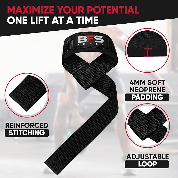 Lifting Straps for Weightlifting, Weightlifting Cotton Straps with Neoprene Padding for Men women Gym Wrist Straps for Bodybuilding powerlifting, Strength Training and Deadlifting