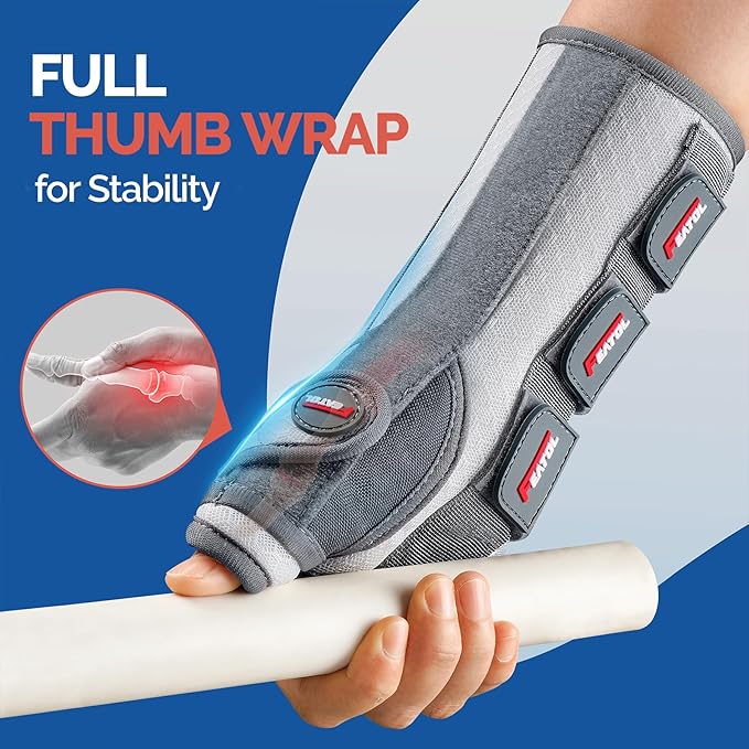 FEATOL Carpal Tunnel Wrist Brace Night Support, Thumb Spica Splint Left Hand for De Quervains Tenosynovitis, Tendonitis, Thumb Brace for Women Men, White Pink, Medium/Large