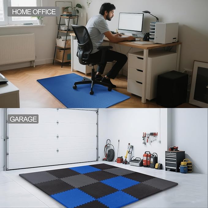 Elevon Puzzle Exercise Gym Flooring Mat, EVA Interlocking Foam Tiles Workout Mat for Home Gym, Fitness Equipment, MMA, Gymnastics, Shock-Absorbing Exercise Mat, Multi-Color