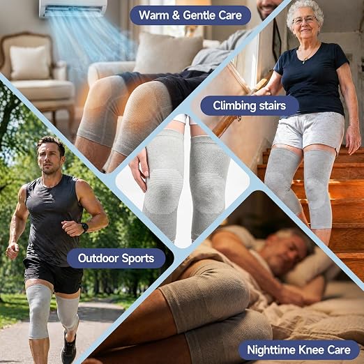 Braventure Bamboo Knee Compression Sleeve 1 Pair For Women & Men, Large | Knee Brace for Arthritis-Related Pain Relief,Soft Breathable Knee Support, Joint Pain Relief, Workout, Stairs, Night Recovery