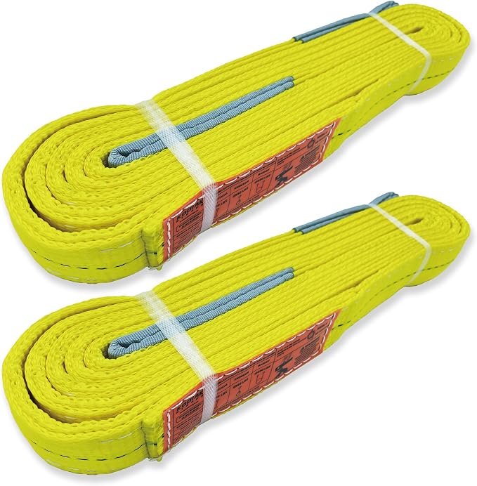 2-Ply Lifting Sling Straps 2”x 15ft - 6200lbs Vertical Capacity Heavy Duty Flat Eye Lift Sling, for Rigging Moving Towing Hoisting -2Pack - Kodiak Straps