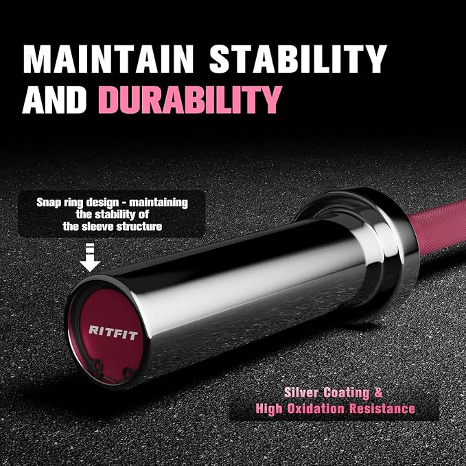 RITFIT Pink Olympic Bumper Plates with Steel Insert for Home Gym | High-Density Rubber with Low Bounce, 2-Inch Olympic Bore with Steel Insert, Pink Color for Strength Training